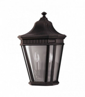 2 Light Outdoor Wall Half Lantern Light Grecian Bronze IP44, E14