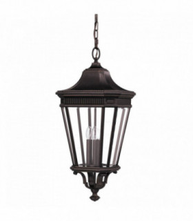 3 Light Large Outdoor Ceiling Chain Lantern Grecian Bronze, E14