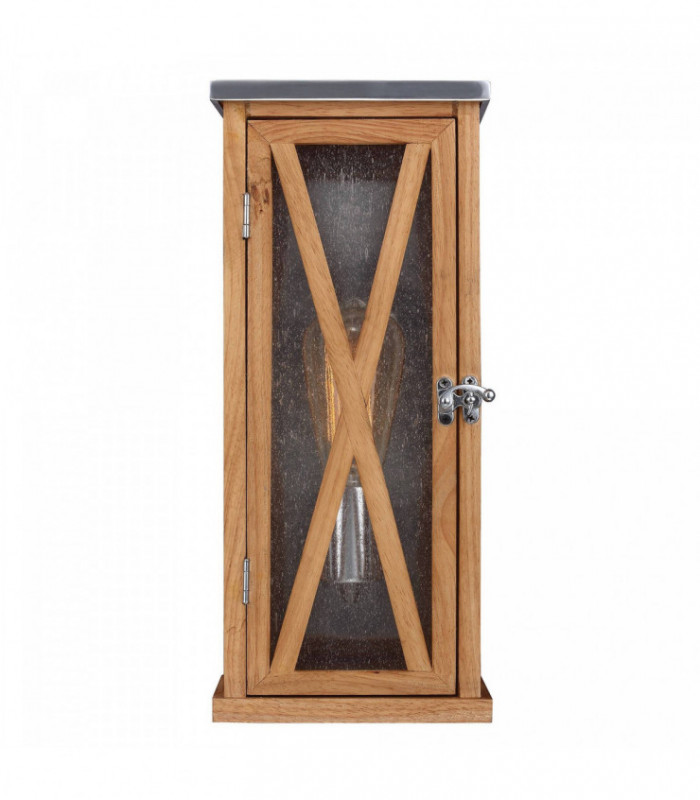 1 Light Outdoor Small Wall Lantern Light Natural Oak IP44, E27