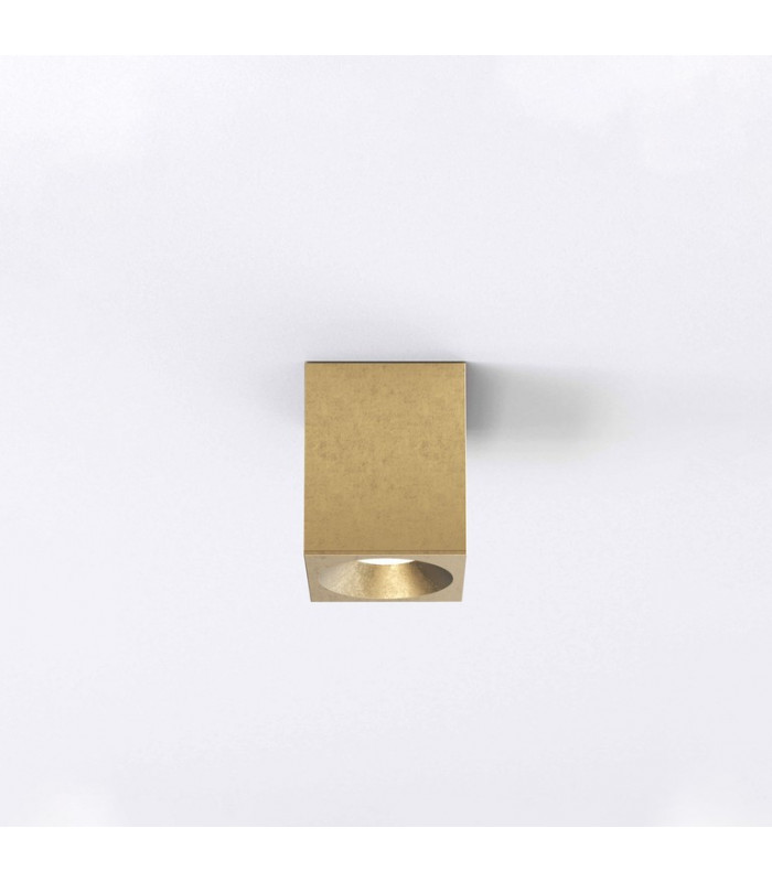 Coastal Outdoor Square LED Surface Mounted Downlight Brass IP44