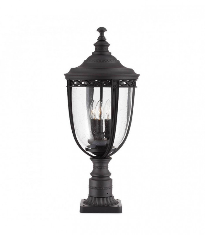 3 Light Large Outdoor Pedestal Light Black IP44, E14