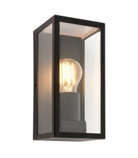 Outdoor Wall Matt Black Paint & Clear Glass 1 Light Dimmable IP44 - E27