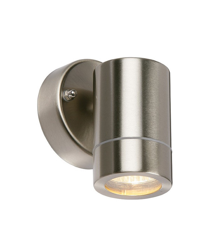 Outdoor Wall IP44 7W Brushed Stainless Steel & Clear Glass 1 Light Dimmable IP44 - GU10