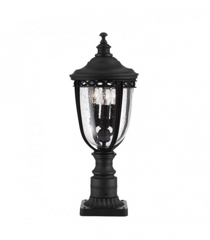 3 Light Medium Outdoor Pedestal Light Black IP44, E14