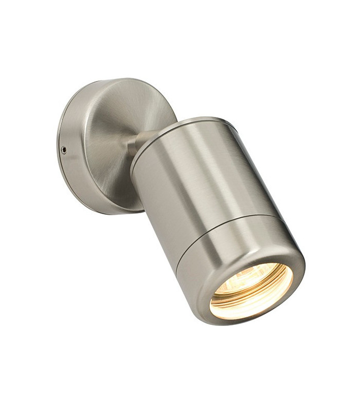 Outdoor Coastal Spot Wall IP65 7W Marine Grade Brushed Stainless Steel & Clear Glass