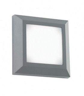 Outdoor Integrated LED Square Direct IP65 3W Grey Abs Plastic & Frosted Pc