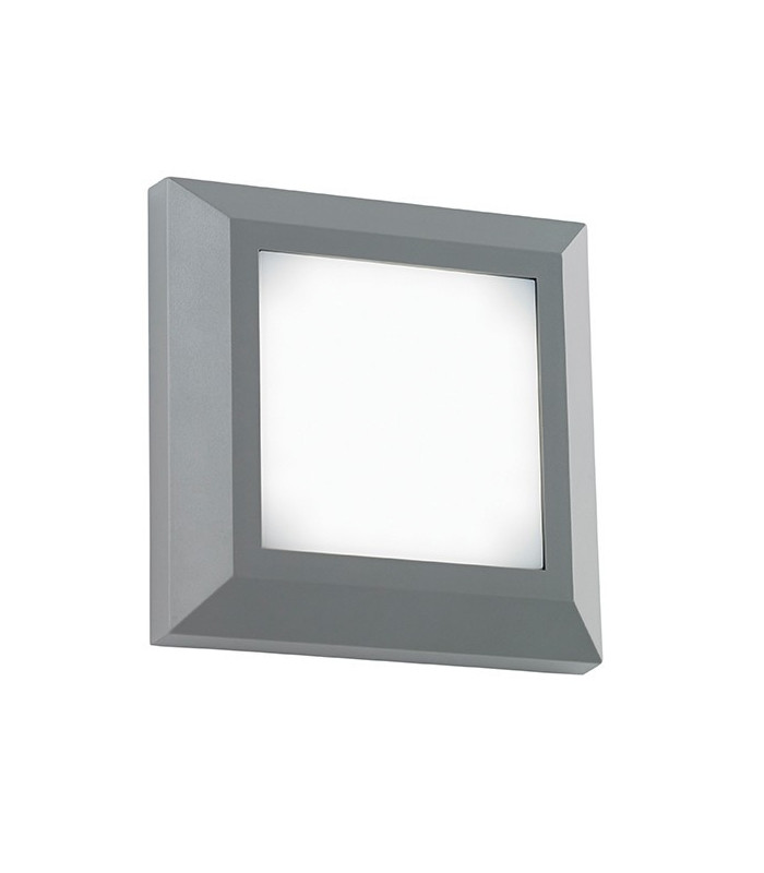 Outdoor Integrated LED Square Direct IP65 3W Grey Abs Plastic & Frosted Pc