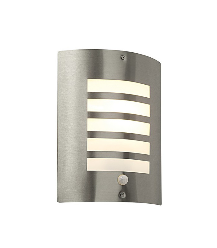 Outdoor Wall IP44 60W Brushed Stainless Steel & Opal PIR1 Light IP44 - E27