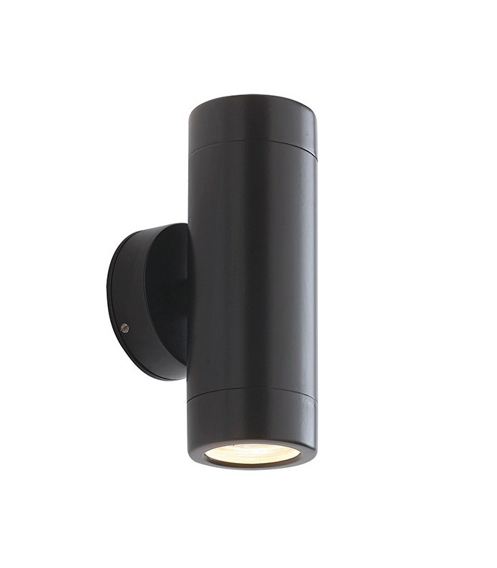 Outdoor Wall IP65 7W Satin Black Paint & Clear Glass 2 Light Dimmable IP65 - GU10
