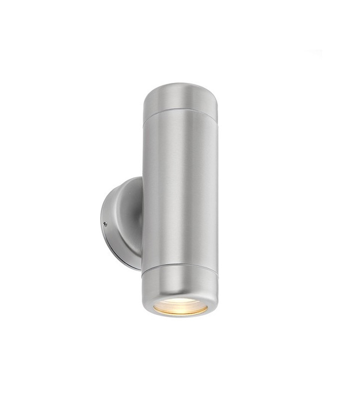 Outdoor Wall IP65 7W Brushed Stainless Steel & Clear Glass 2 Light Dimmable IP65 - GU10