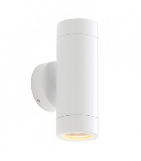 Outdoor Wall IP65 7W Gloss White Paint & Clear Glass 2 Light Dimmable IP65 - GU10