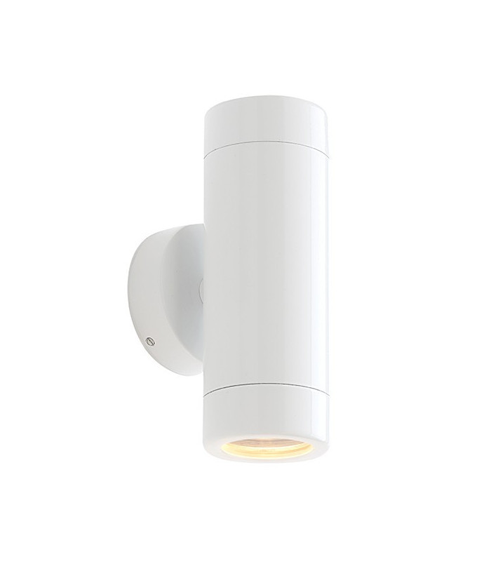 Outdoor Wall IP65 7W Gloss White Paint & Clear Glass 2 Light Dimmable IP65 - GU10