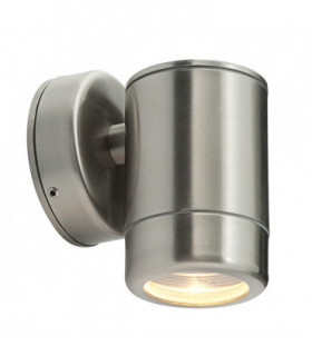 Outdoor Wall IP65 7W Brushed Stainless Steel & Clear Glass 1 Light Dimmable IP65 - GU10