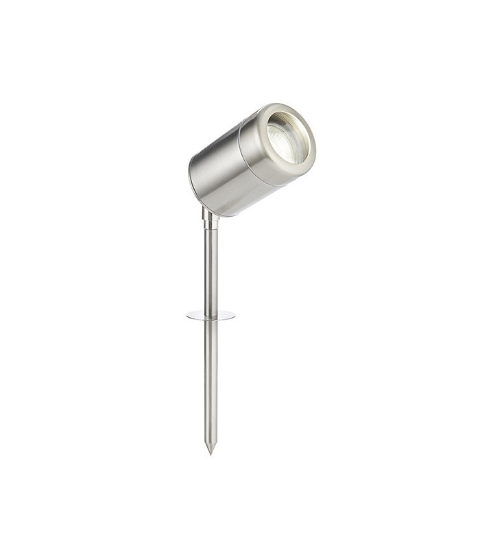 Outdoor Spike IP65 7W Brushed Stainless Steel & Clear Glass - GU10