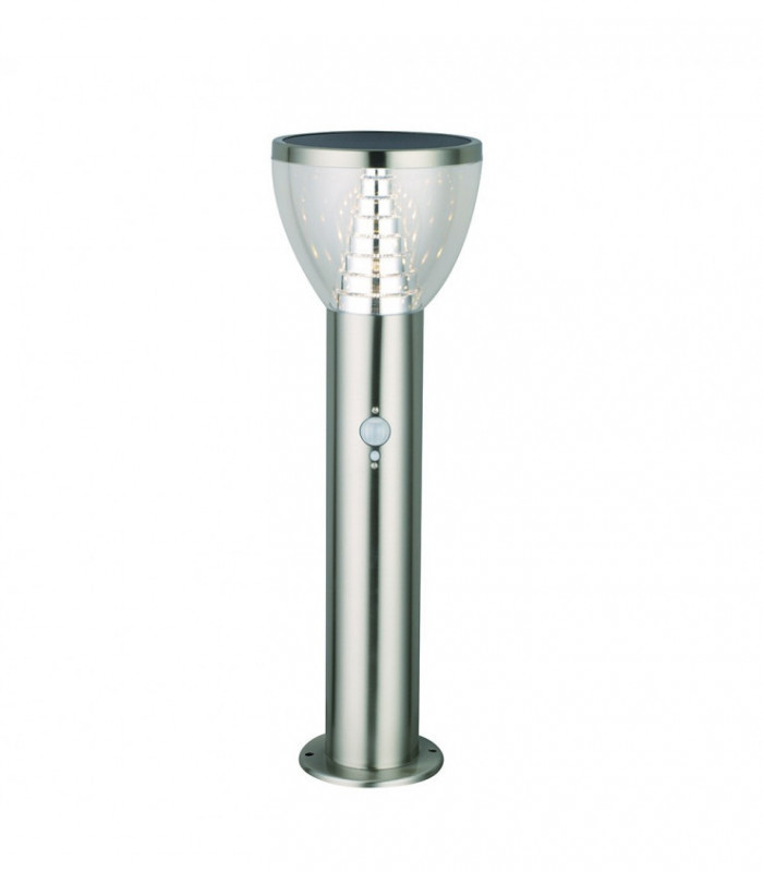 Outdoor Floor Solar Post PIR IP44 4.4W Brushed Stainless Steel