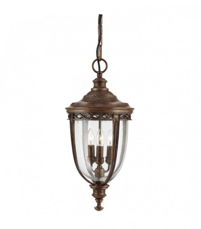 3 Light Large Outdoor Ceiling Chain Lantern British Bronze, E14