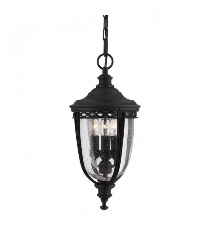 3 Light Medium Outdoor Ceiling Chain Lantern Black, E14