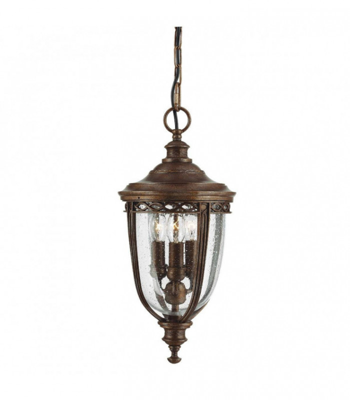 3 Light Medium Outdoor Ceiling Chain Lantern British Bronze, E14