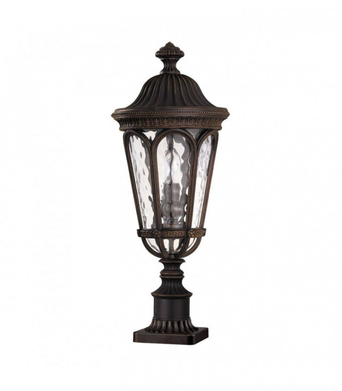 2 Light Outdoor Pedestal Light Walnut IP44, E14