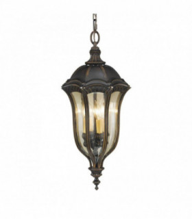 4 Light Outdoor Ceiling Chain Lantern Walnut IP44, E14