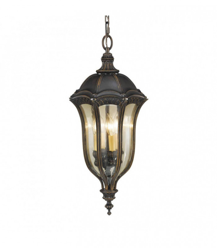 4 Light Outdoor Ceiling Chain Lantern Walnut IP44, E14