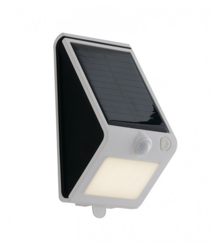 Outdoor Solar Integrated LED Wall Light, White Black, IP54, 4000K