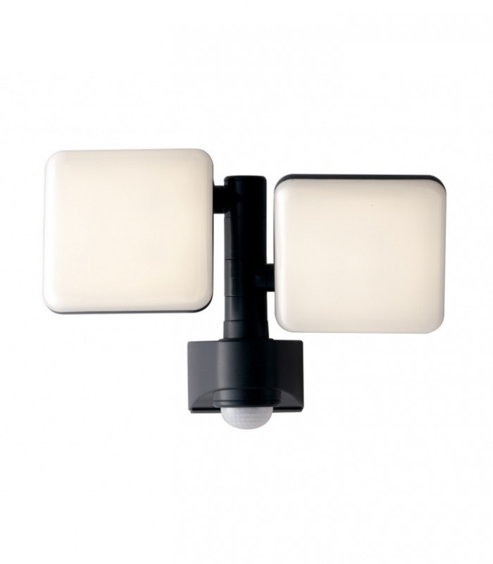 Outdoor Built-In LED Flood Light With Night And Pir Motion Sensor, Black White, IP54, 4000K