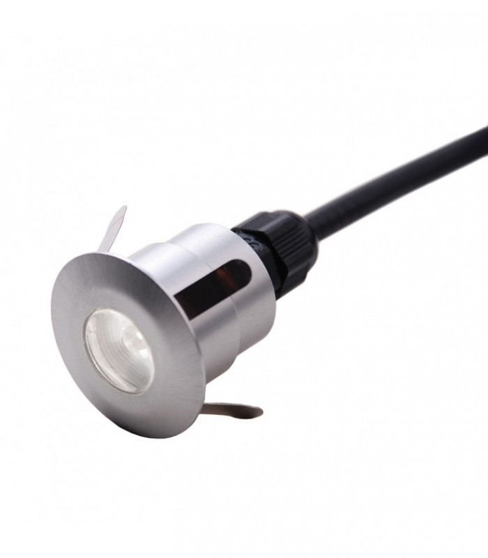 Integrated LED Outdoor Plain Push In, In-Ground Deck Light, Brushed Aluminium, IP65