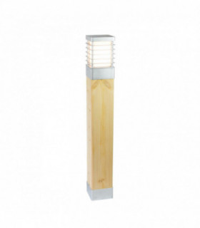 Outdoor Large Bollard Natural Wood & Galvanized , IP65, E27