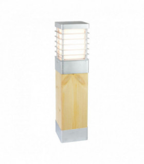 Outdoor Medium Bollard Natural Wood & Galvanized , IP65, E27