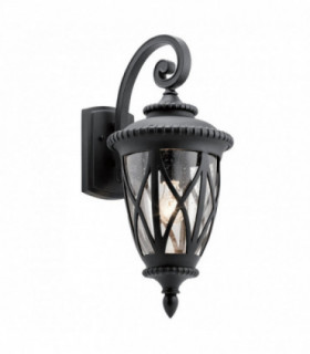 Outdoor 1 Light Wall Lantern, Textured Black, IP44, E27