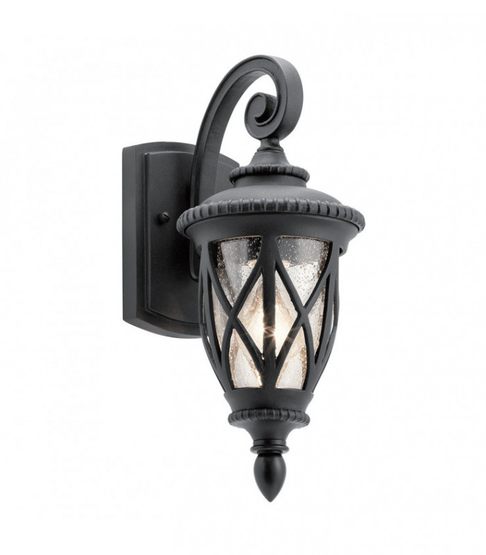 Outdoor 1 Light Wall Lantern, Textured Black, IP44, E27