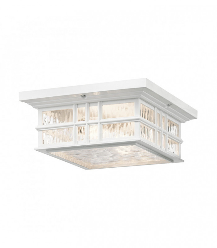Outdoor 2 Light Flush Mount, White, IP44, E27