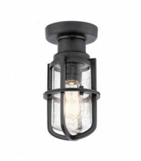 Outdoor 1 Light Porch , Pedestal Lantern, Textured Black, IP44, E27