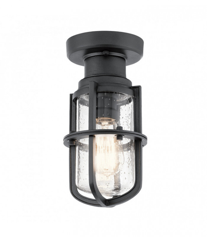 Outdoor 1 Light Porch , Pedestal Lantern, Textured Black, IP44, E27
