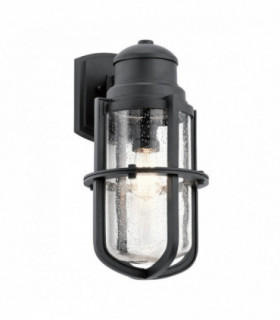 Outdoor 1 Light Wall Lantern, Textured Black, IP44, E27