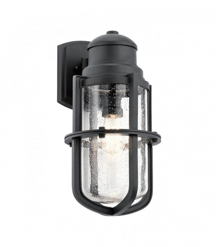 Outdoor 1 Light Wall Lantern, Textured Black, IP44, E27
