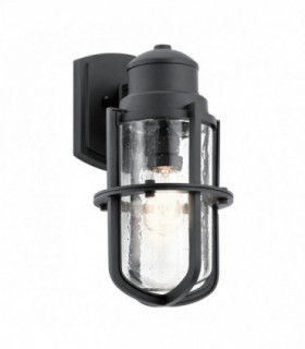 Outdoor 1 Light Wall Lantern, Textured Black, IP44, E27