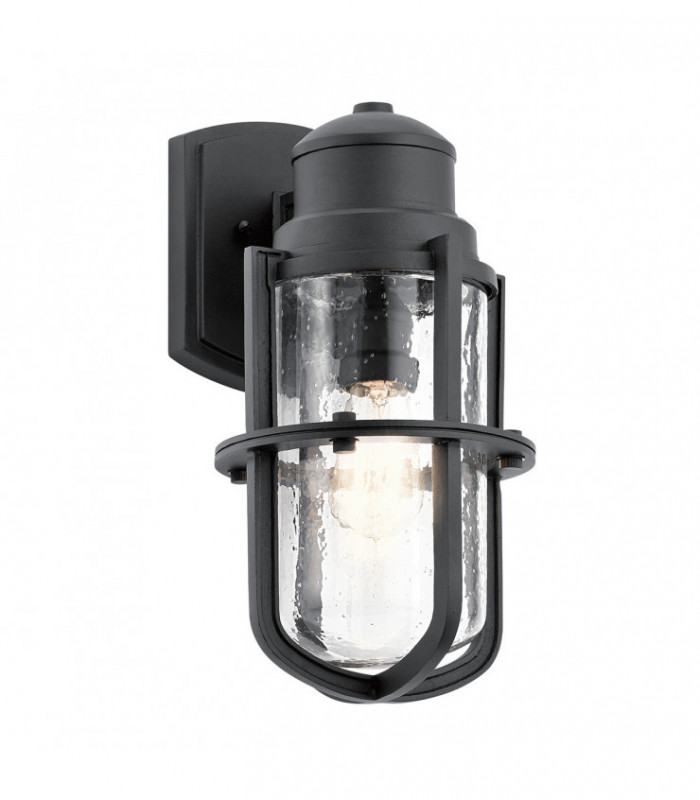 Outdoor 1 Light Wall Lantern, Textured Black, IP44, E27