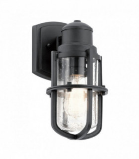 Outdoor 1 Light Wall Lantern, Textured Black, IP44, E27