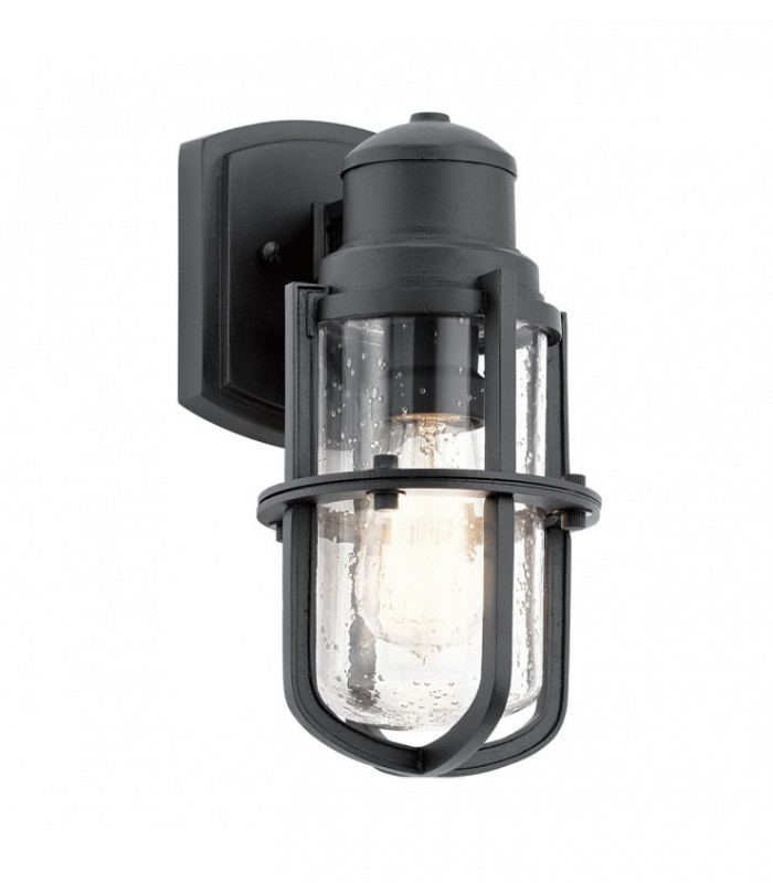 Outdoor 1 Light Wall Lantern, Textured Black, IP44, E27