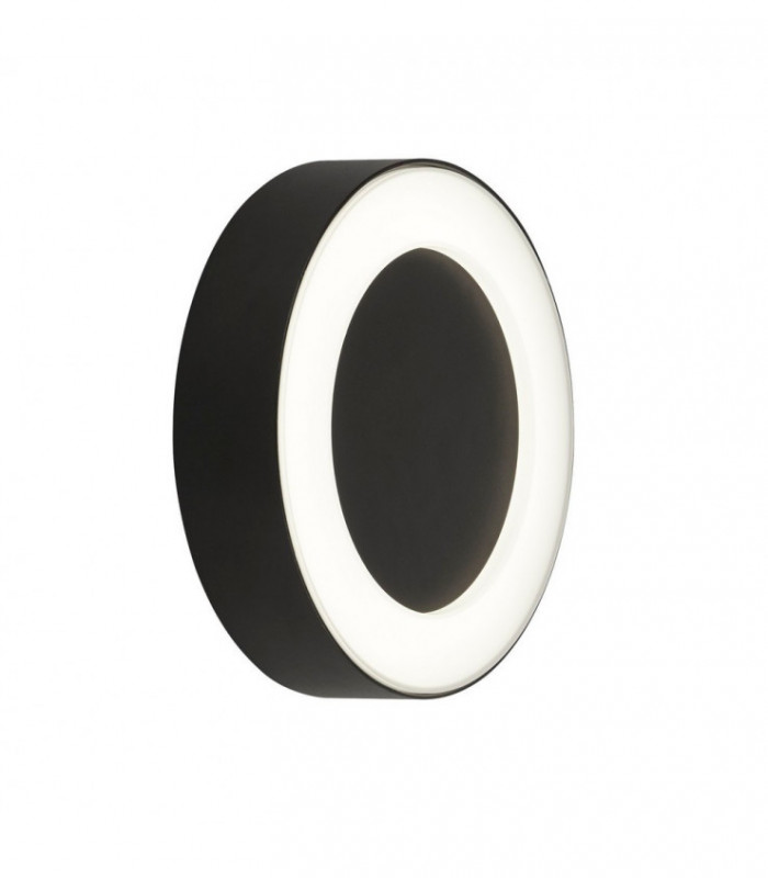 Led Circle Wall Light - Black With Frosted Diffuser