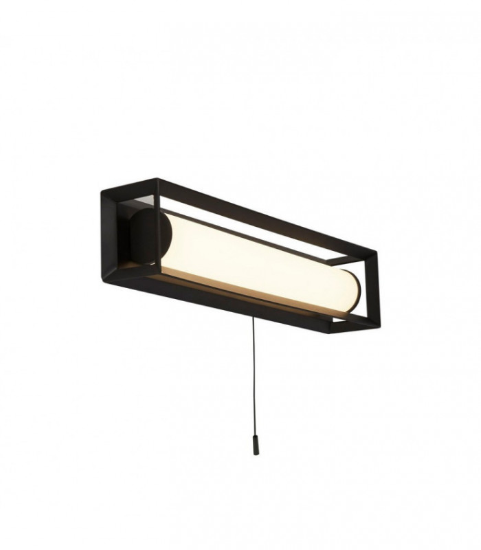 Rectangular Led Wall Light, Matt Black - 400mm With Pull Switch