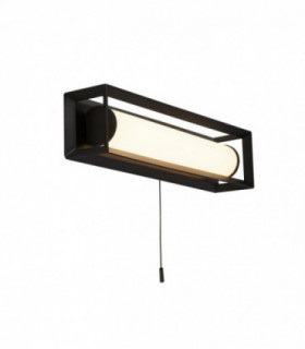 Rectangular Led Wall Light, Matt Black - 300mm With Pull Switch