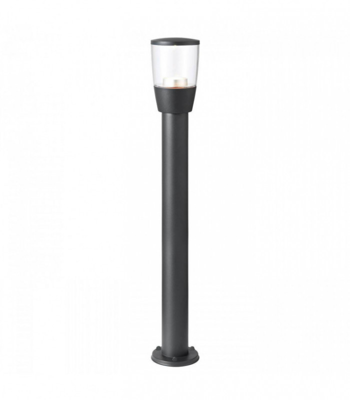 Outdoor Bollard Light Clear Polycarbonate, Textured Dark Matt Anthracite Paint IP44, GU10