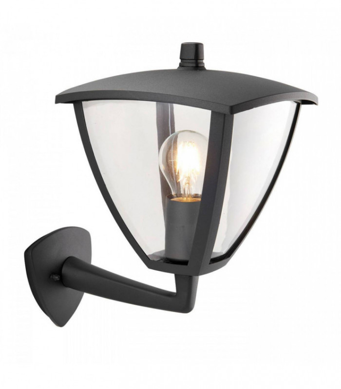 1 Light Outdoor Wall Lantern Clear Polycarbonate, Grey Paint IP44, E27