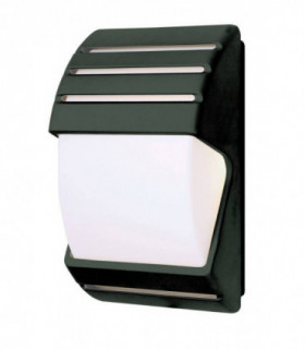 2 Light Outdoor Wall Light Matt Black, Opal Polycarbonate IP44, E27