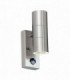 PIR 2 Light Outdoor Up Down Wall Light Clear Glass, Polished Stainless Steel IP44, GU10