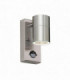 PIR 1 Light Outdoor Wall Light Clear Glass, Polished Stainless Steel IP44, GU10