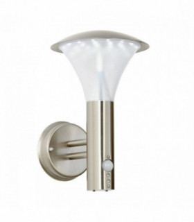 PIR 1 Light Outdoor Wall Light Brushed Stainless Steel, Frosted Polycarbonate IP44